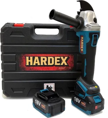 Zdjęcie produktu dla HARDEX Szlifierka kątowa bezszczotkowa 125 mm 2 x aku 4.0 Ah