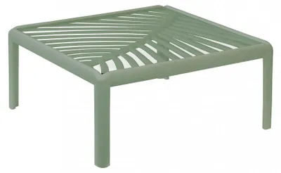 Image de Table basse carrée de salon en polypropylène avec plateau en verre, 70 x 70 x H 32 cm - Vert