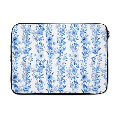 Produktbild von MuchoWow® Laptop Hülle 14 ZollBlumen - Anemone - Blau - Muster Laptoptasche - Laptoptasche - Stoßsicher - Schutzhaube
