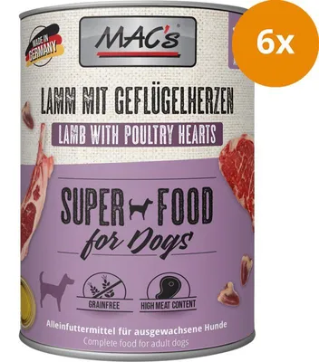 Produktbild von MAC's DOG LAMM & GEFLÜGELHERZEN, Adult, jede Rasse, Lamm, Geflügel, 800 g
