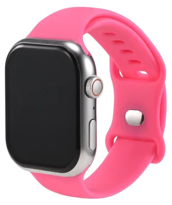 Image de Bracelet de remplacement en silicone pour Apple Watch 1, 2, 3, 4, 5, 6, 7, 8, 9, 10, 11, SE, 1, 2, 3, Ultra 1, 2, 3 avec boîtier de 42/44/45/49 mm. Bracelet de sport souple rose vif. Bracelet réglable pour smartwatch, taille S