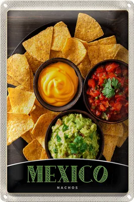 Produktbild von Blechschild Reise 18x12cm Mexiko Nachos Käse scharf Gerichte
