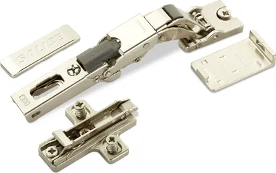 Produktbild von 2 x Salice Universalscharnier für Glastür oder Spiegeltür 110° inkl. Kreuz-Montageplatte Höhe 3 mm mit Euroschrauben, Exzenterverstellung, Möbelscharniere mit Abdeckkappen