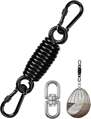 Produktbild von Veerstahl-Aufhängung, 360° schwenkbar, für Hängestühle, mit 2 Karabinerhaken, Tragkraft 250 kg