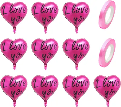 Produktbild von 10 Stück Liebesherz-Luftballons, 18 Zoll, herzförmige Luftballons aus Aluminiumfolie, Valentinstag-Dekoration, Luftballons für Hochzeit, Verlobung, Party-Dekoration