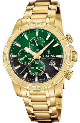 Produktbild von Festina Herren Armbanduhr Timeless Chronograph F20705/6 Edelstahl gelbgold IP