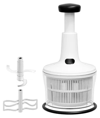 Produktbild von Gemüseschneider 900ml, Zwiebelhacker mit 5 Edelstahl Klingen, manueller Küchenzerkleinerer BPA-frei für schnelle Zubereitung