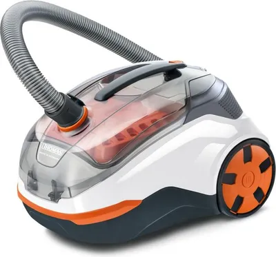 A vacuum cleaner is shown from a three-quarter angle against a white background.