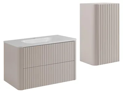 Produktbild von Badmöbel-Set mit Waschbecken und Midischrank, Kaschmir, 80 x 48 x 44 cm