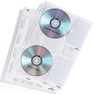 Obrázek produktu pro DURABLE Obal na CD/DVD M do kroužkové vazby, s okénkem pro štítek, transparentní, 522219, 5 ks