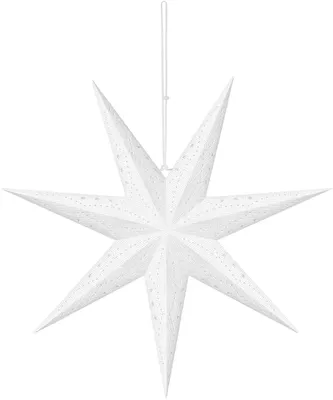 Immagine prodotto di BRUBAKER Stella di Natale 3D da appendere - Stella di carta per finestre con presa E14 - Stella dell'Avvento decorativa da 60 cm, bianca