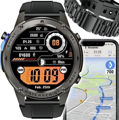 Zdjęcie produktu dla Zegarek Męski Smartwatch Wodoodporny Ip69K Gps Menu Pl Rozmowy Watch Amoled