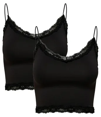 Produktbild von ONLY Cropped Spitzen Top 2-er Stück Pack Kurzes Basic Shirt Set ONLVICKY Größe: L-XL
