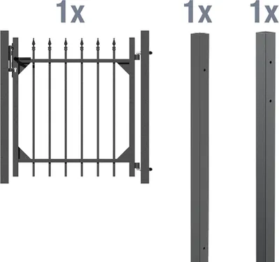 Produktbild von Alberts Einzeltor-Set für Zaunsystem Chaussee, Höhe 100 cm, Breite 96,5 cm, anthrazit, zum Einbetonieren