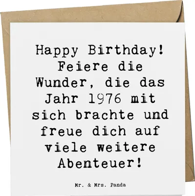 Produktbild von Mr. & Mrs. Panda faltkarte Spruch 1976 Geburtstag - Weiß - Geschenk, Grußkarte, Happy Birthday, unvergessliche Zeiten, Alter, Glückwunschkarte, doppelkarte, Geburtsjahr