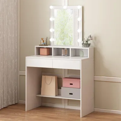 Zdjęcie produktu dla Toaletka Z Lustrem Led Do Makijażu Wizażu Kosmetyczna  Loft Nowoczesna  80 Cm