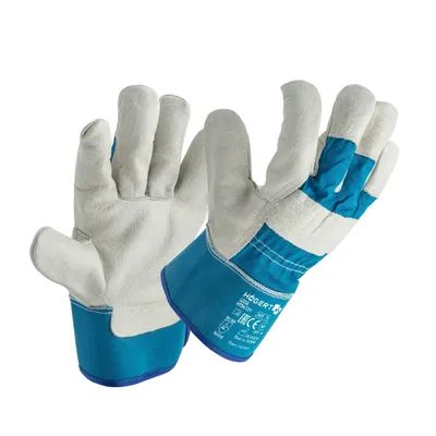 Image de Högert gants de travail en cuir vachette bleu "Leine" 8