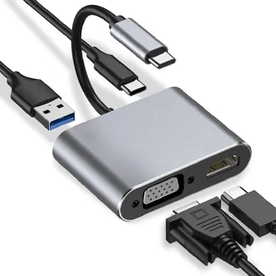 Produktbild von iBOX USB-C Hub IUHCHDVGA 4-in-1 mit HDMI 4K, VGA und PD 100 W