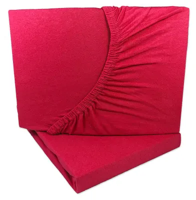 Produktbild von 2er Set Jersey Spannbettlaken Rot 90x200 - 100x200 cm 100% Baumwolle