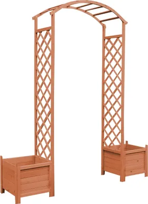 Produktbild von Melko Spalier Pflanzkasten Rankgitter Rosenbogen Blumenkübel Torbogen - Braun