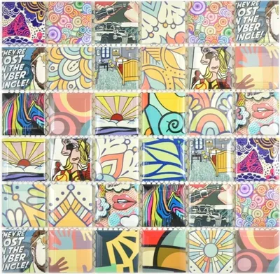 Produktbild von Bunte Retro Style Mosaikfliesen POP UP ART Design Küchenrückwand MODERN ART