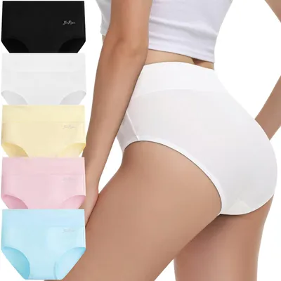 Produktbild von IceReco Bauchweg Unterhose Damen Baumwolle Hohe Taille 5er Pack M Farbmix