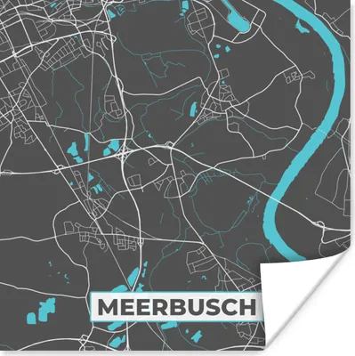 Produktbild von MuchoWow® Poster Meerbusch - Stadtplan - Blau - Karte - Deutschland 100x100 cm - Babyzimmer
