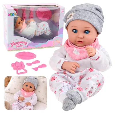 Produktbild von Babypuppe mit Fütterungszubehör, Lätzchen, Mütze, 28 cm