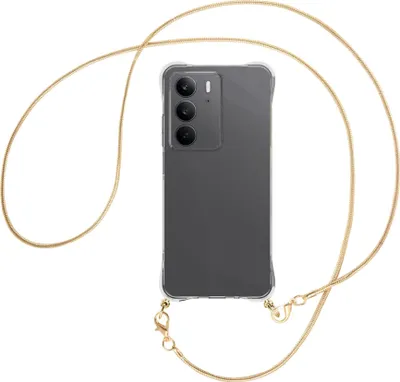 Produktbild von Handykette Backcover-Schutzhülle mit Band (Metall goldfarben) für Realme C75 4G - goldfarbene Snake-Kette