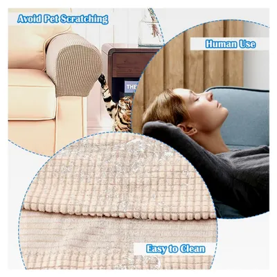 Produktbild von Armlehnenbezüge für Sessel und Sofas, rutschfeste Stretchbezüge für Armlehnen, 4 Stück