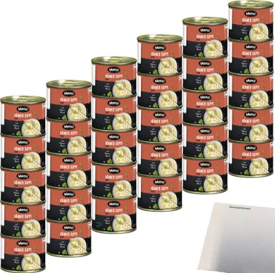 Produktbild von Menzi klare Hühner-Suppe 6er Pack (30x200ml Dose) + usy Block