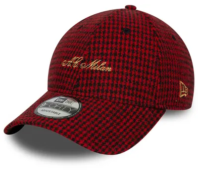 Immagine prodotto di Cappello New Era 9Forty Strapback - Motivo a "houndstooth", colore rosso, squadra AC Milan