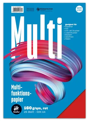 Produktbild von Staufen Multifunktionspapier 25 Blatt 160g/m² rot DIN A4