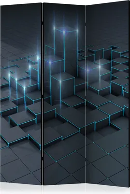 Produktbild von 3-teiliger Doppelseitiger Vlies Paravent - Black City 135x172 cm 3D a-B-0055-z-b