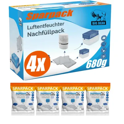Produktbild von BigDean Luftentfeuchter Nachfüllpack 4 x 680 Gramm Premium Granulat