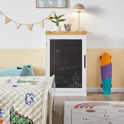 Produktbild von SoBuy KMB43-W Kinder Kommode Kinderregal mit Tafel Kinder Bücherregal Spielzeugregal Kinderschrank BHT ca.: 63x100x30cm