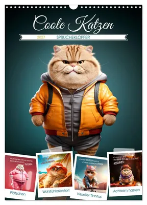 Produktbild von COOLE KATZEN Sprücheklopfer (Wandkalender 2027 DIN A3 hoch), CALVENDO Monatskalender