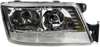 A single car headlight assembly, viewed from the front and slightly angled.