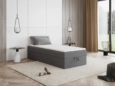 Produktbild von Boxspringbett mit Bettkasten Mira Mini 80x190 cm Kinderbett, Jugendbett, Einzelbetten, Bett, Stauraum Polsterbett, Matratze