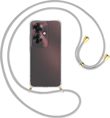 Produktbild von Handykette Backcover-Schutzhülle mit Band (Metall goldfarben) für Oppo Reno11 F 5G - silbergrau
