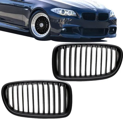 Produktbild von 2x Kühlergrill Grill Schwarz Matt Seidenmatt passend für BMW F10 F11 auch M M5