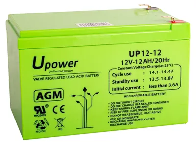 Immagine prodotto di Batterie AGM U-Power 12V 12Ah, batteria al piombo VRLA, senza manutenzione, ricaricabile, ad alta capacità