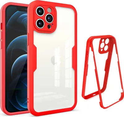 Image de iPhone 12 Pro Max Housse de protection, Protection d'écran intégrée 360 degrés Protection complète de téléphone portable pour iPhone 12 Pro Max Rouge