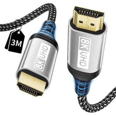 Zdjęcie produktu dla Kabel HDMI - Kabel HDMI 2.1 - 5 m - 8K i 4K - 48 Gbps - Oplot - Czarny