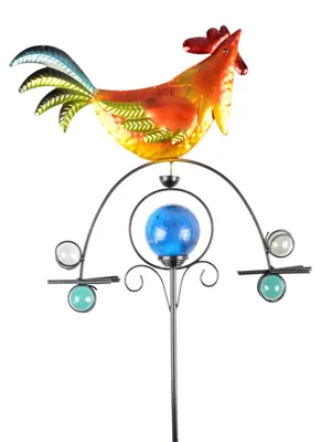 Image de Coq météo solaire avec boule décorative lumineuse