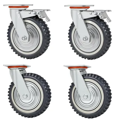 Image de Roues de transport lourdes - Pivotantes à 360° - Grises - Capacité de charge de 2000 kg - Ø 200 mm