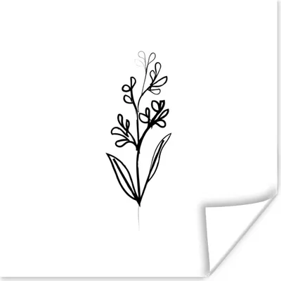 Produktbild von MuchoWow® Poster Linienkunst - Abstrakt - Blumen 30x30 cm - Wandposter - Printing