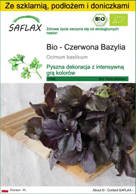 Zdjęcie produktu dla SAFLAX - Zestaw do uprawy - Bio - Czerwona Bazylia - 400 Nasiona - Z mini szklarnią, podłożem uprawowym i 2 doniczkami - Ocimum basilicum