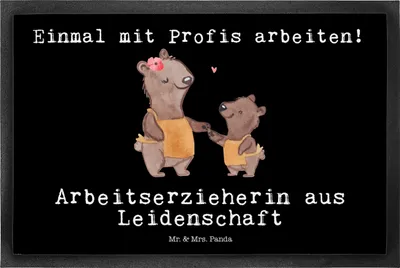 Produktbild von Mr. & Mrs. Panda Schmutzmatte Arbeitserzieherin Leidenschaft 50 x 75 cm - Schwarz - Geschenk, Beruf, Schmutzfangmatte, Ausbildung, Lustig, Fussmatte, Eingangsteppich