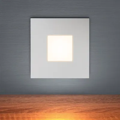 Produktbild von 6er SET LED Treppenbeleuchtung aus Aluminium für Schalterdoseneinbau 0,5W warmweiß Eckig Stufenbeleuchtung Treppenlicht 6103R-WH